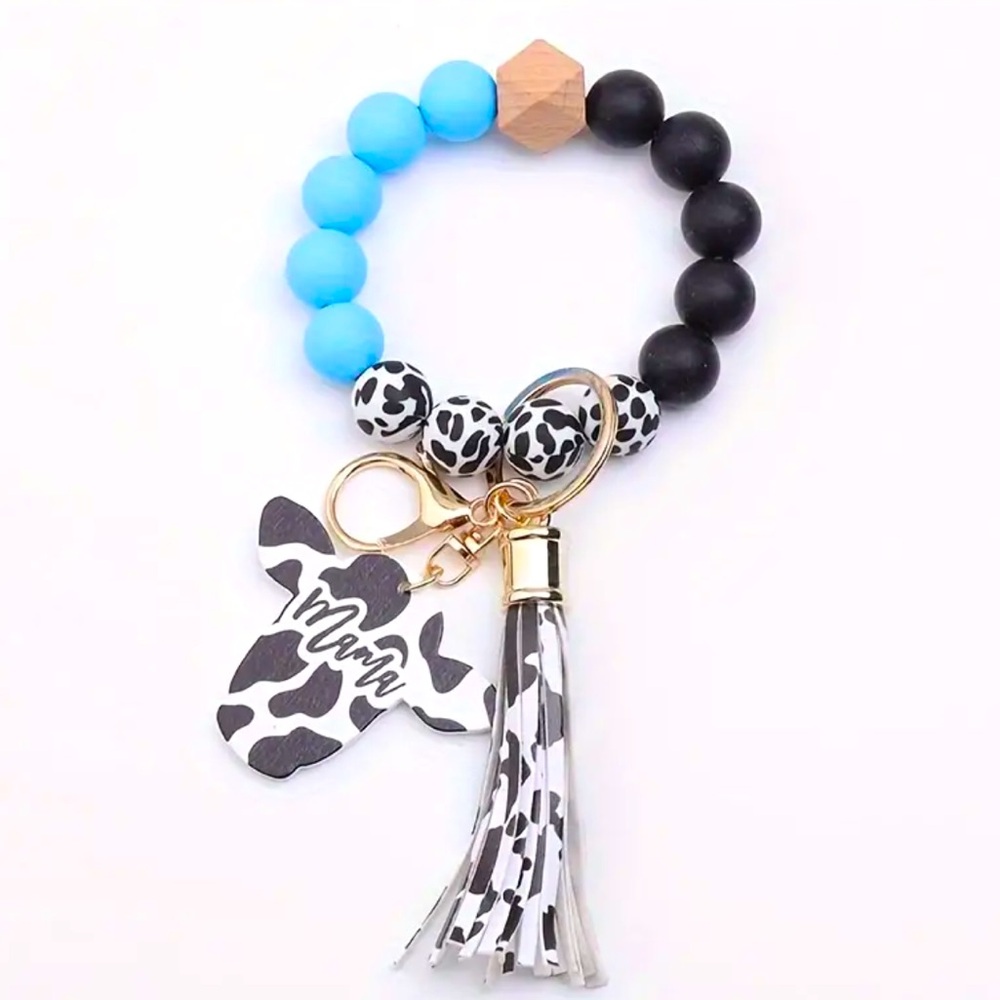Beaded Mama Keyring | Country Keychain | Bracelet Wristlet Keychain | Gift